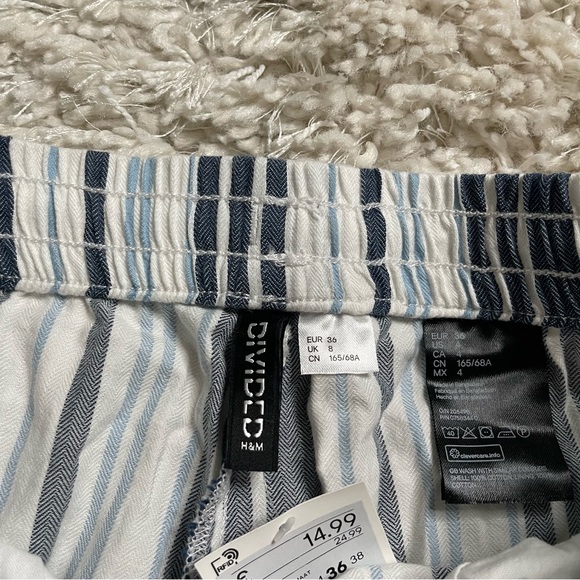 Divided From H&M Shorts Women’s 4 Tie Waist Striped Casual - Picture 6 of 14